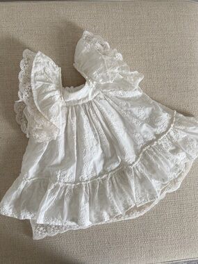 Classic White Lace Ruffle Kids Formal Dress